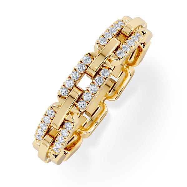 Lab Diamond Chain Link Ring 0.14ct in 18k Gold Vermeil